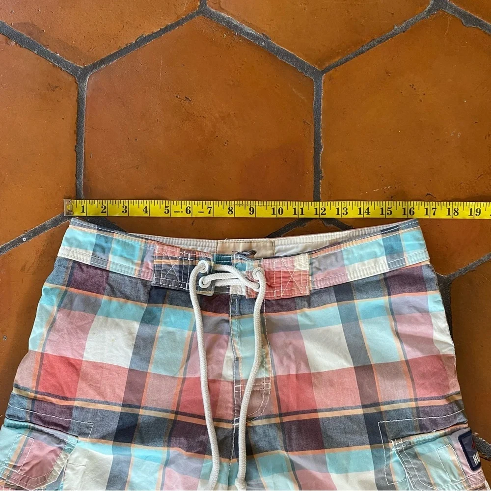 Hollister Plaid Cargo Board Shorts Swim Trunks Men's Y2K Preppy Classic Size M